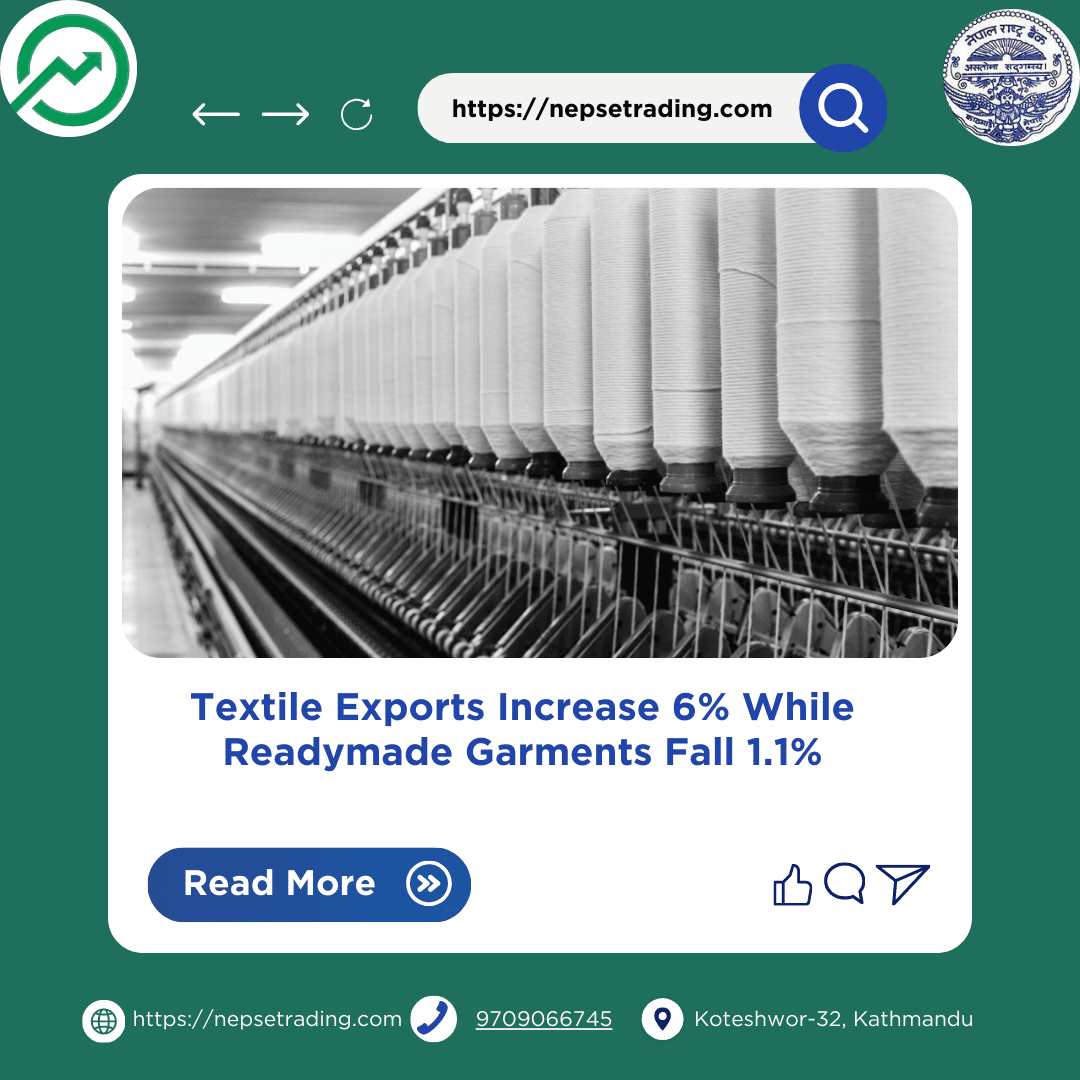 Textile Exports Increase 6% While Readymade Garments Fall 1.1%