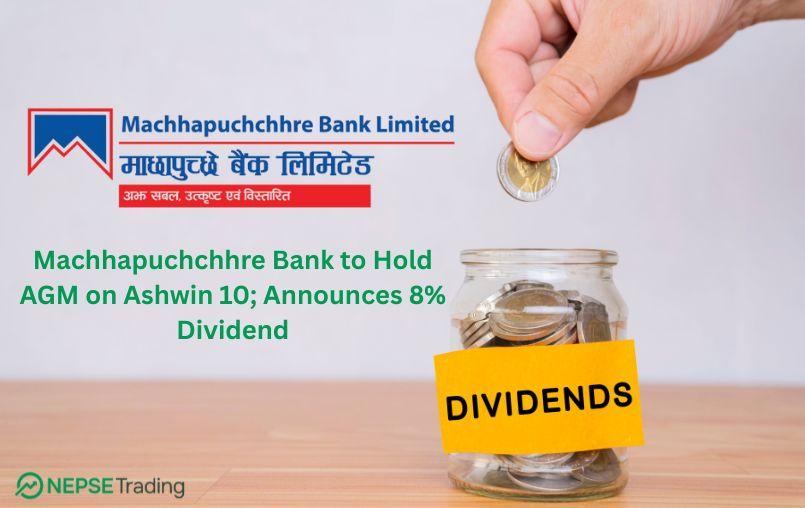 Machhapuchchhre Bank to Hold AGM on Ashwin 10; Announces 8% Dividend