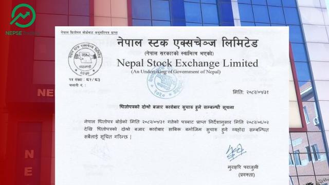 नेप्सेले शेयर कारोबार खुल्ने घोषणा, असोज २ गतेदेखि पूर्ववत् ढंगले कारोबार गर्न सक्ने